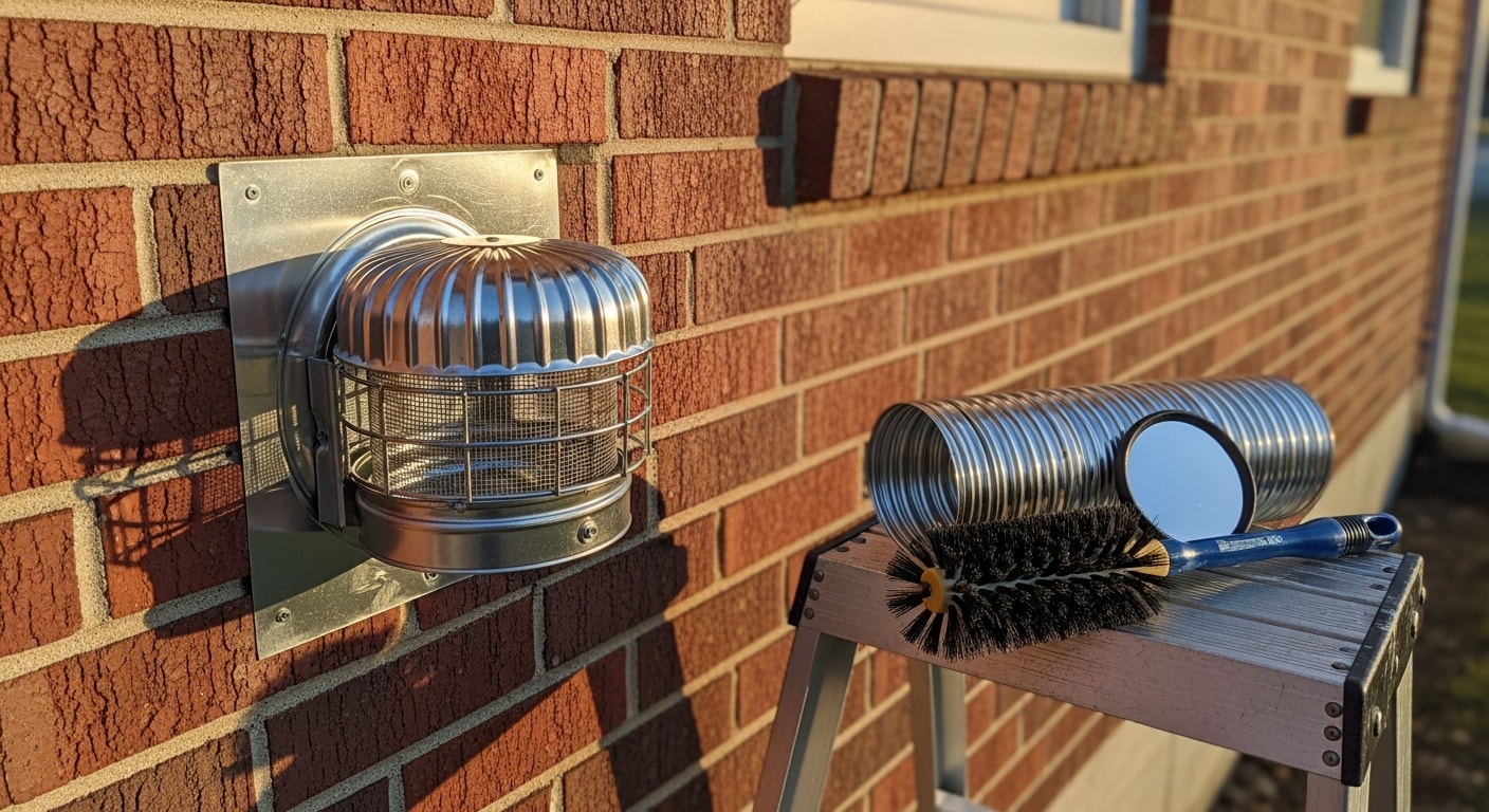 Dryer vent cleaning service removing lint buildup