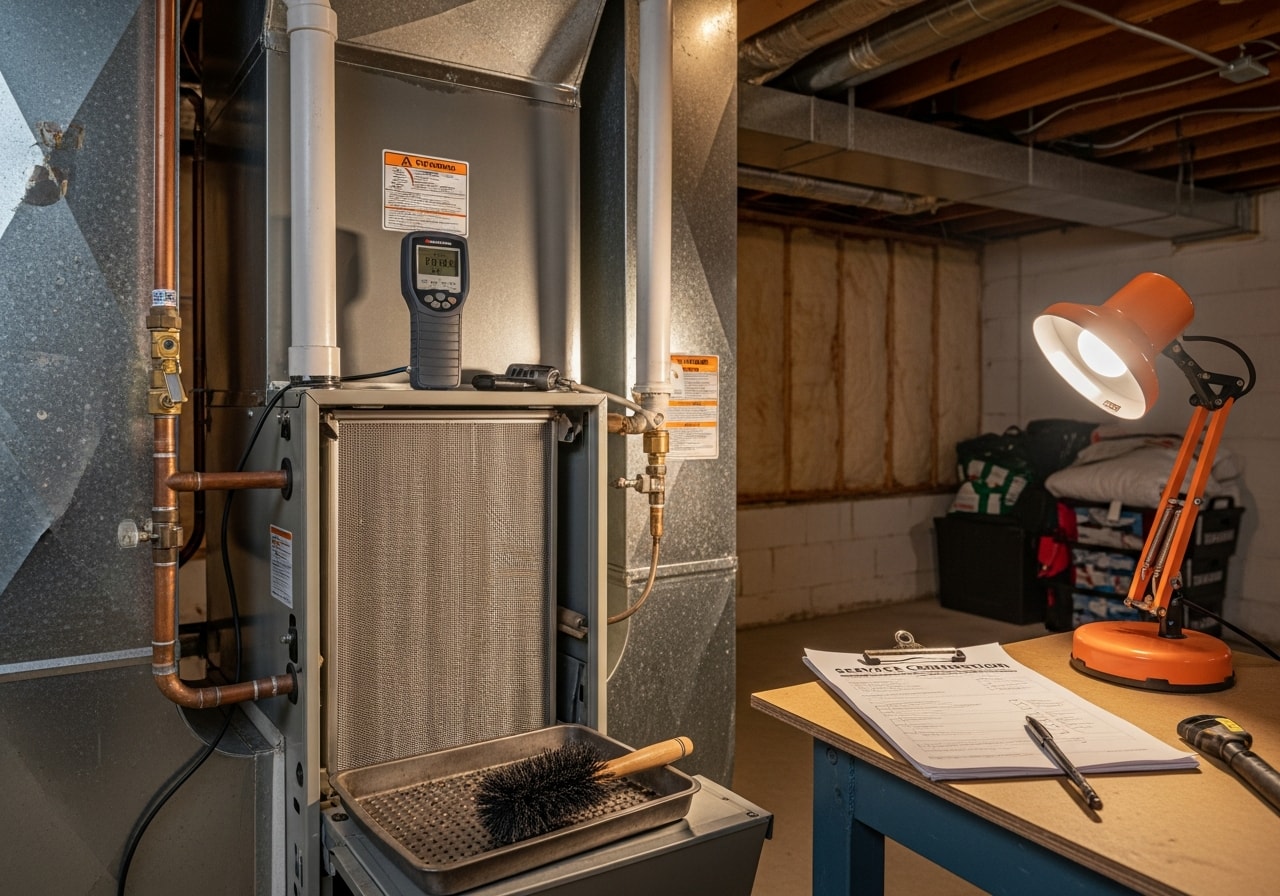 Furnace interior after professional cleaning and heat exchanger sanitation, Mount Pleasant