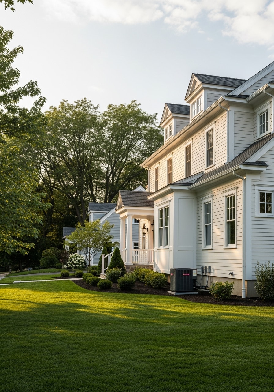 Close-up of a Bedford home's exterior showing quality craftsmanship and attention to detail.