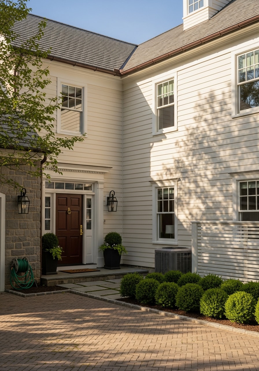 Rye home exterior detail showing high-quality construction and careful attention to finish.